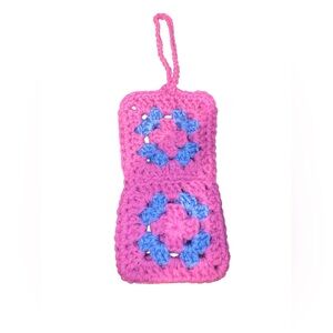 Pink and Blue Crochet Phone/Sunglasses Pouch